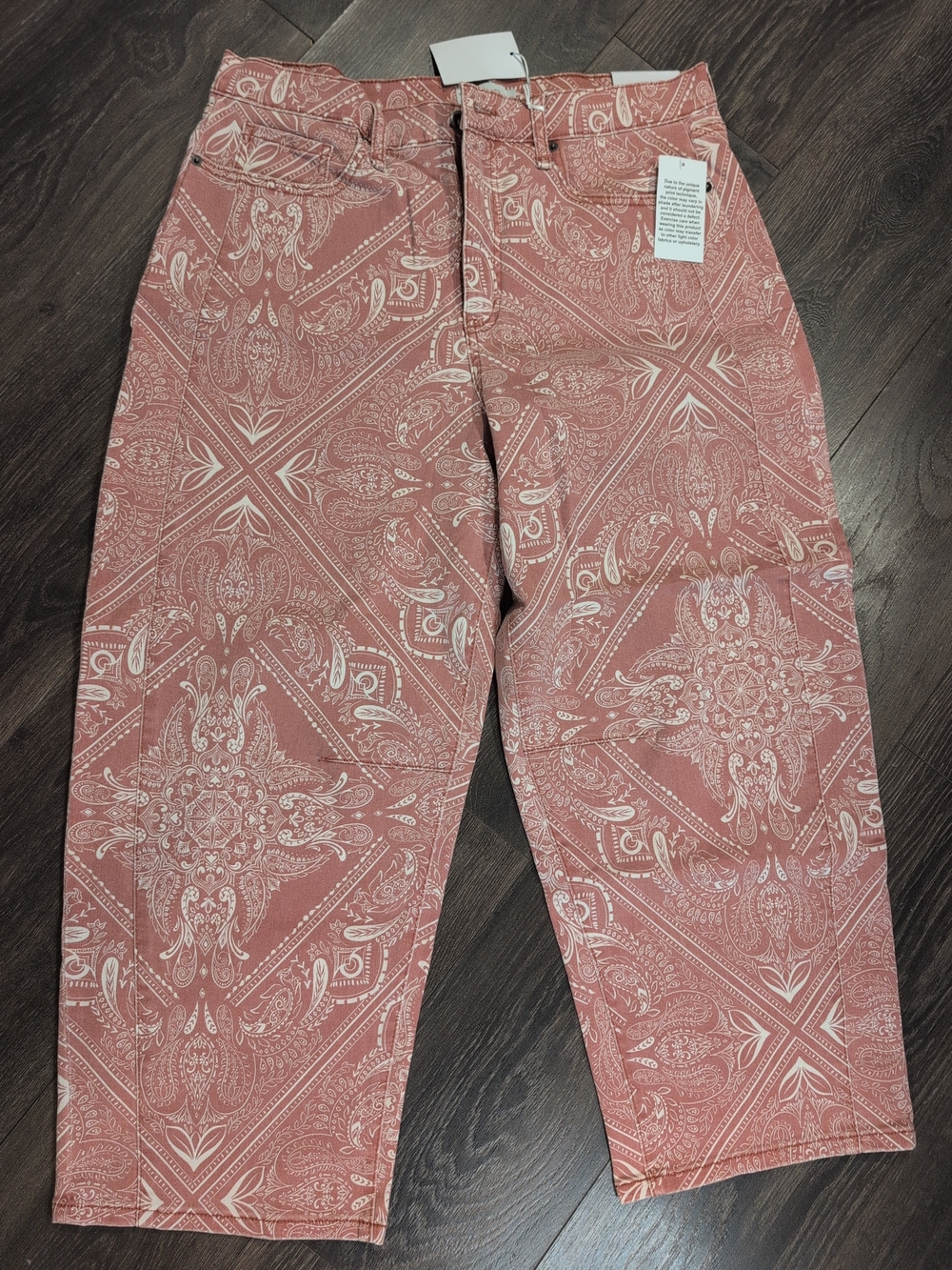JESSICA SIMPSON Cherry Barrel Boho Jeans Dusty Rose Paisley Bandanna 12 NWT